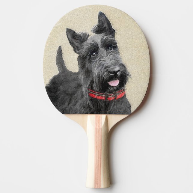 Scottish Terrier Painting - Cute Original Dog Art Ping Pong Paddle (Front)