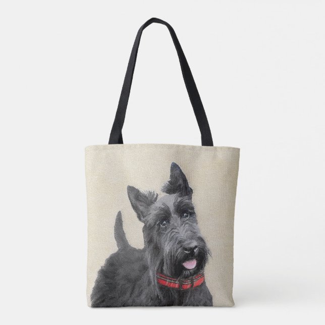 Scottish Terrier Painting - Cute Original Dog Art Tote Bag (Back)