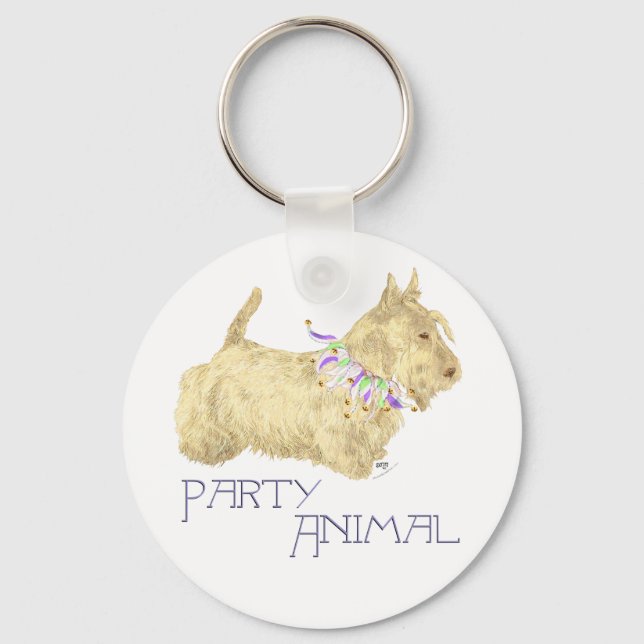 Scottish Terrier Party Animal Key Ring (Front)