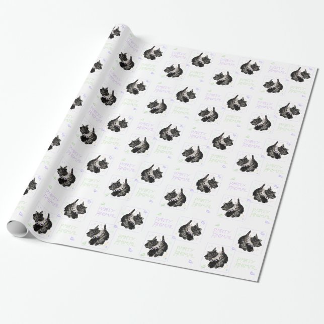 Scottish Terrier Party Animal Wrapping Paper (Unrolled)