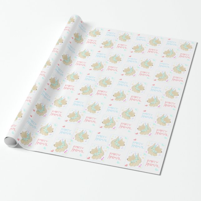 Scottish Terrier Party Animal Wrapping Paper (Unrolled)