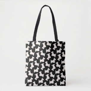 Scottish Terrier Pattern Cream and Black Tote Bag