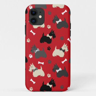 Scottish Terrier Paws and Bones Red Case-Mate iPhone Case