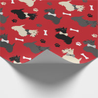 Scottish Terrier Paws and Bones Red