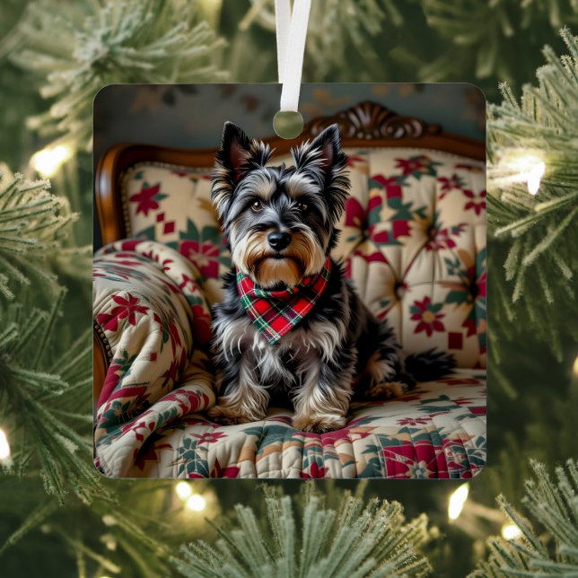 Scottish Terrier Personalised Christmas Metal Tree Decoration (Insitu)