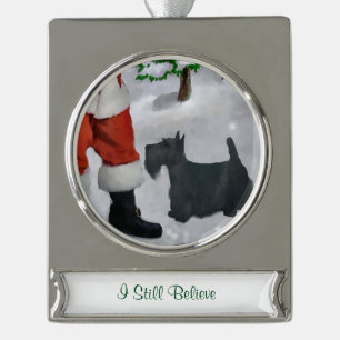 Scottish Terrier Personalised Christmas Silver Plated Banner Ornament