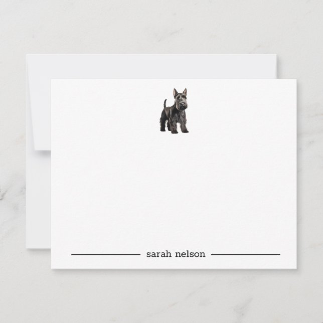 Scottish Terrier Personalised Note Cards (Front)