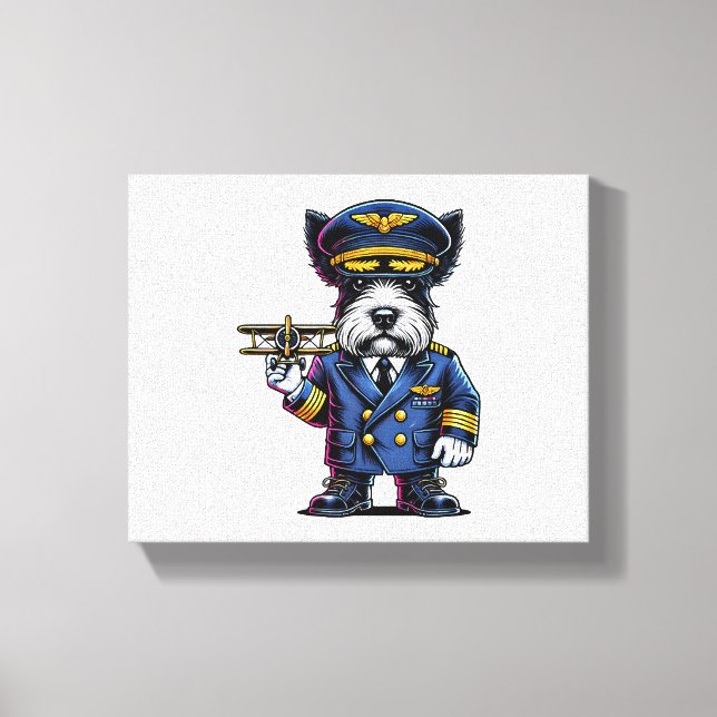Scottish Terrier Pilot Canvas Print (Front)