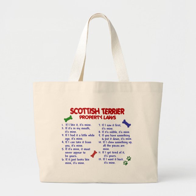SCOTTISH TERRIER Property Laws 2 Large Tote Bag (Front)
