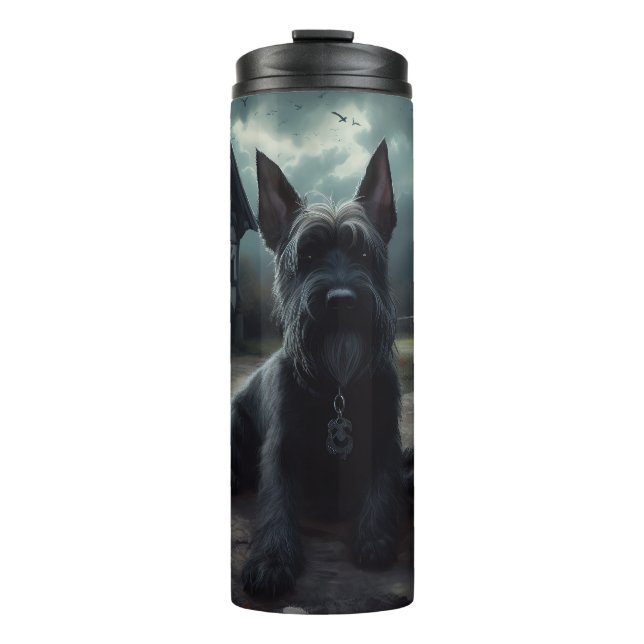 Scottish Terrier Pumpkins Halloween Scary Thermal Tumbler (Front)