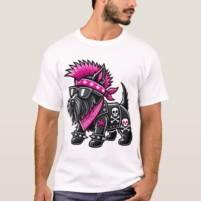 Scottish Terrier Punk Music T-Shirt (Front)
