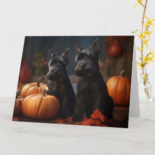 Scottish Terrier Puppy Autumn Delight Pumpkin Card