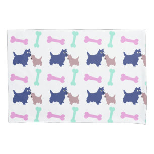 Scottish Terrier Puppy Bones Choose Colour PillowC Pillowcase