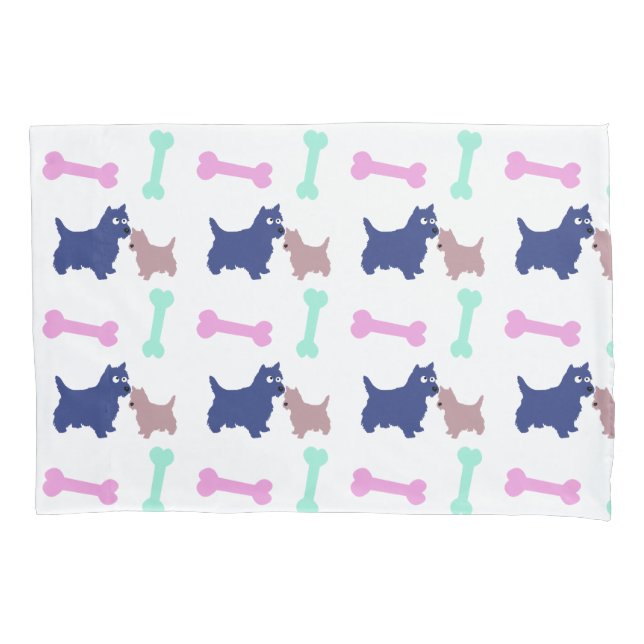 Scottish Terrier Puppy Bones Choose Colour PillowC Pillowcase (Front)