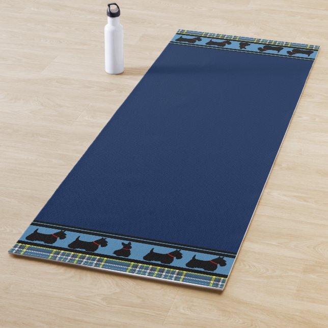 Scottish Terrier/red collar/blue plaid, border Yoga Mat (In Situ)
