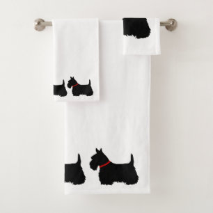 Scottish Terrier/red collar/white - pick own colou Bath Towel Set