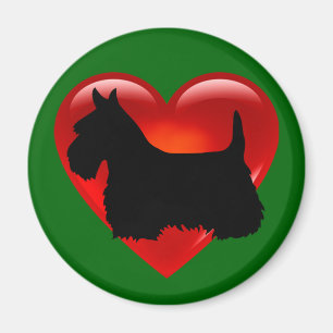 Scottish Terrier red heart/love Island green Magnet