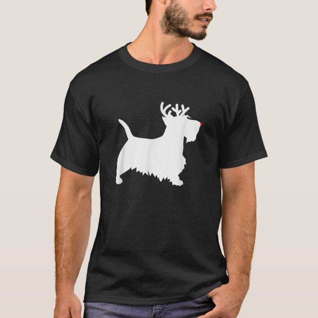 Scottish Terrier Reindeer Christmas Dog Scottie  T-Shirt (Front)