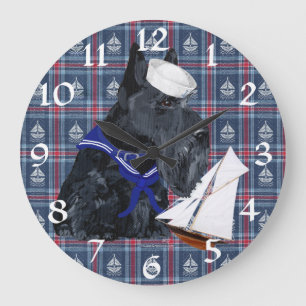 Scottish Terrier Sailor Large Clock