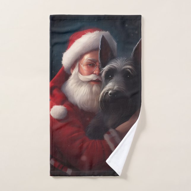Scottish Terrier Santa Claus Festive Christmas Bath Towel Set (Hand Towel)