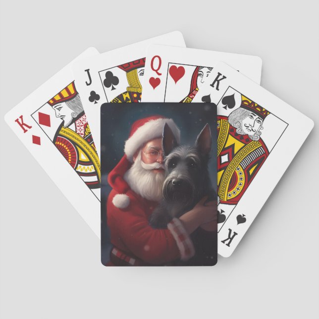 Scottish Terrier Santa Claus Festive Christmas Playing Cards (Back)