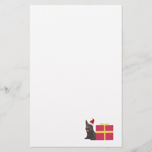 Scottish Terrier Santa Hat Stationery (Front)