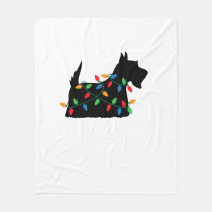 Scottish Terrier Scottie Dog Christmas Lights Gift Fleece Blanket