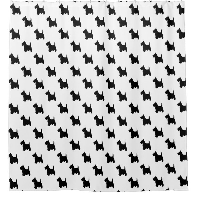 Scottish Terrier Scottie Dog in Black and White Shower Curtain (Front)