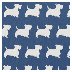 Scottish Terrier Scottie Dog Pet Scotty Navy Blue Fabric