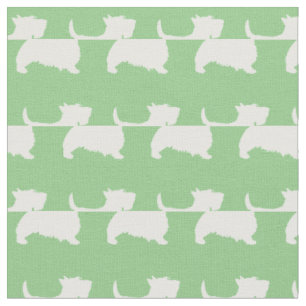 Scottish Terrier Scottie Dog Pet Scotty Sage Green Fabric