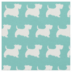 Scottish Terrier Scottie Dog Pet Scotty Teal Fabric