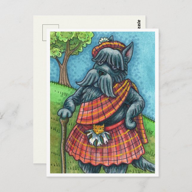 SCOTTISH TERRIER, SCOTTIE DOG PRIDE Kilt Sporran Postcard (Front/Back)