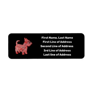Scottish Terrier Scottie Dog Red Grid Address