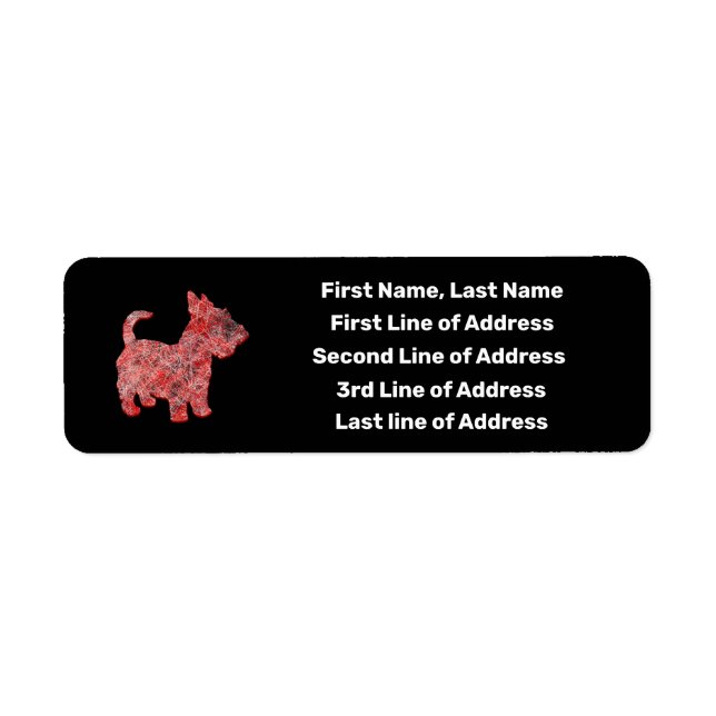 Scottish Terrier Scottie Dog Red Grid Address (Front)
