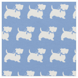 Scottish Terrier Scottie Dog Scotty Light Blue Fabric