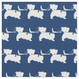 Scottish Terrier Scottie Dog Scotty Navy Blue Fabric