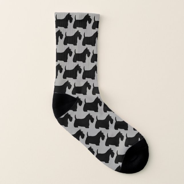 Scottish Terrier Scottie Dog Silhouettes Pattern Socks (Left Inside)