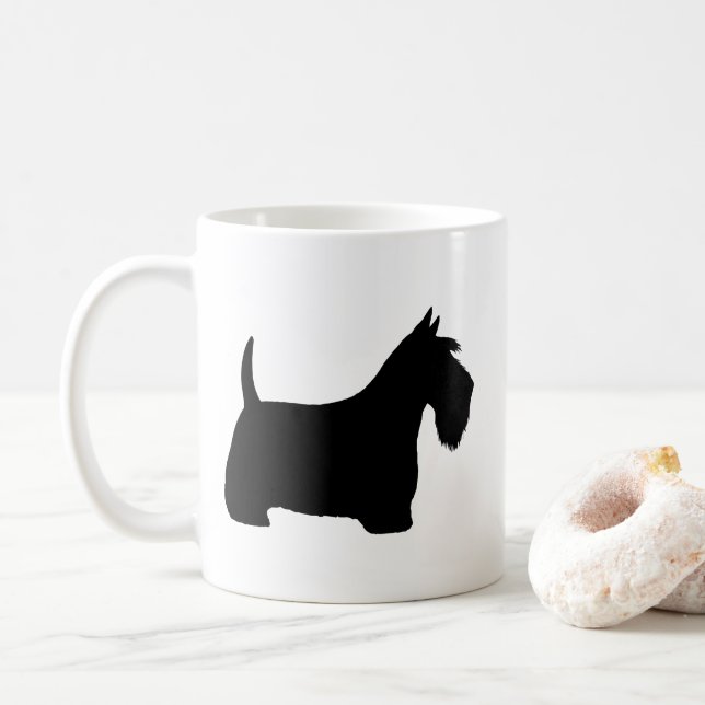 Scottish Terrier Scottie Dogs Silhouettes Coffee Mug (With Donut)
