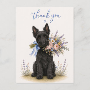 Scottish Terrier Scottie Flower Bouquet Thank You Postcard
