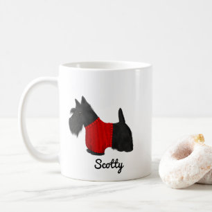 Scottish Terrier (Scotty Dog) in Sweater on White Coffee Mug