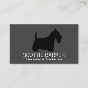 Scottish Terrier Silhouette Black on Grey Scottie Business Card