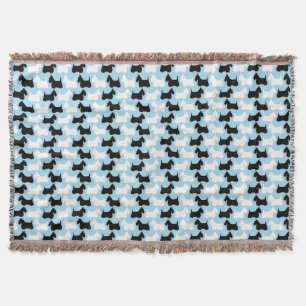 Scottish Terrier silhouette, black/white dog Throw Blanket