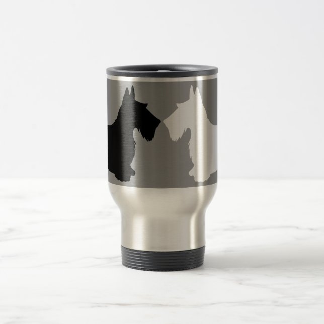 Scottish Terrier Silhouette Duet Travel Mug (Center)