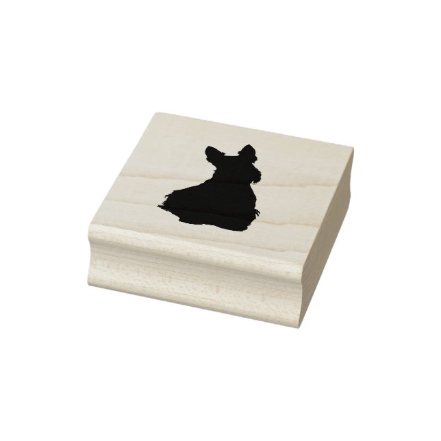 Scottish terrier silhouette/front-sitting view rubber stamp (Stamp)
