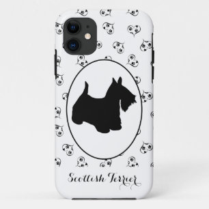 Scottish Terrier Silhouette Hearts and Paw Prints Case-Mate iPhone Case