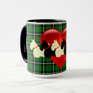 Scottish Terrier silhouette, Island green plaid Mug
