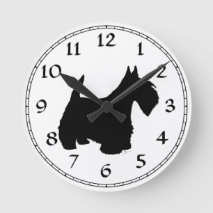 Scottish Terrier Silhouette Round Clock