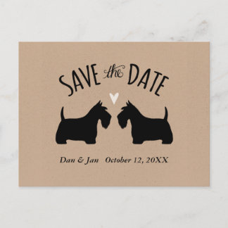 Scottish Terrier Silhouettes Wedding Save the Date Announcement Postcard