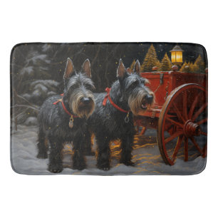 Scottish Terrier Snowy Sleigh Christmas Decor  Bath Mat