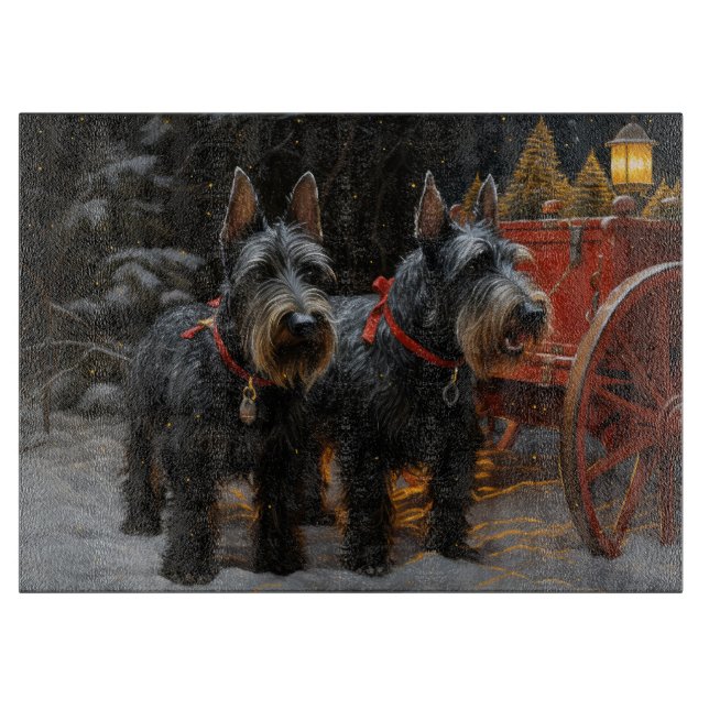 Scottish Terrier Snowy Sleigh Christmas Decor  Cutting Board (Front)